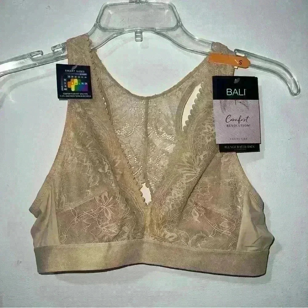 Bali Lace Wireless Bralette Comfort Revolution Plunge Lace Size Small - Picture 4 of 5